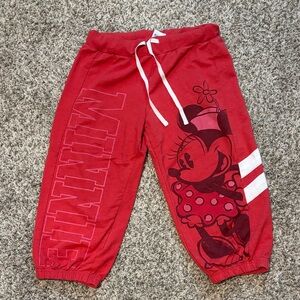 Disney Red Minnie Mouse Jogger Sweatpants with White Drawstring